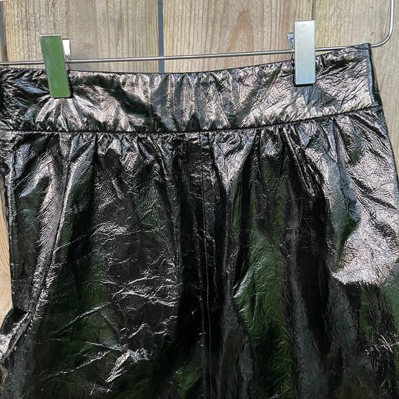 Pinko The Mall Mini Skirt Sheep Leather A-Line Satin Lined Party Black Size 2 - Picture 4 of 10